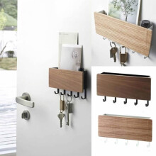 simple decorative retro key holder, rear storage rack, small wall hook, space-saving, easy installation, black