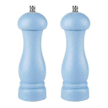 (Light Sea Blue Color Box) Oak Wood Salt Pepper Grinder Adjustable Coarseness Refillable