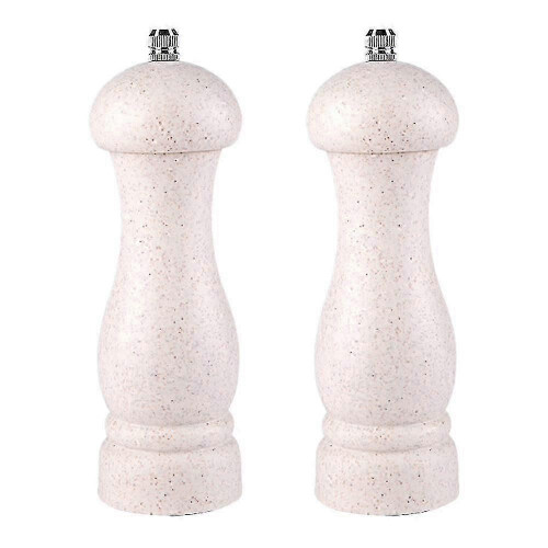 (Off-white color box) Oak Wood Salt Pepper Grinder Adjustable Coarseness Refillable