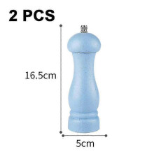 (Light Ocean Blue- Nordic Green) Oak Wood Salt Pepper Grinder Adjustable Coarseness Refillable