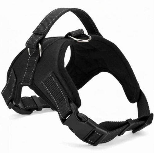 Small to Medium Dog Harness - Size M - Black - Adjustable, Padded and Soft with Handle - Top Quality!