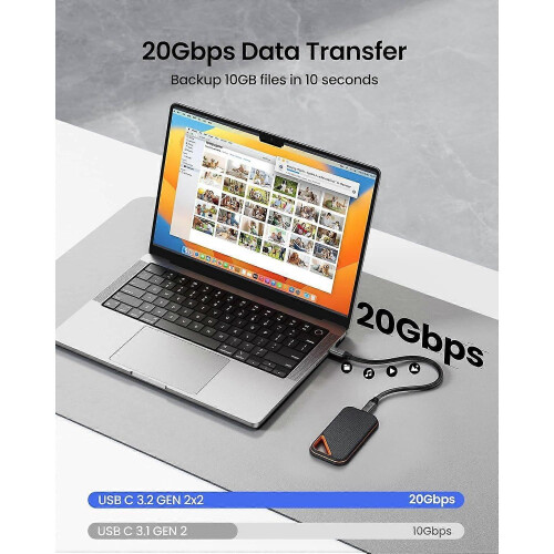 USB C Data Cable 20Gbps, Short 1FT USB3.2 Gen 2x2 High Speed Data Transfer,