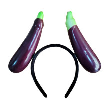 (double headed eggpla) Fun Unique Resin Headband With Realistic Fruit And Vegetable Designs For Birthdays And Festival Celebration Gathering