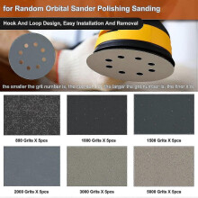 30pcs 5-inch Sanding Disc Sets, Hookloop 5-inch 8-hole Combination (800/1000/1500/2000/3000/5000) Sandpaper