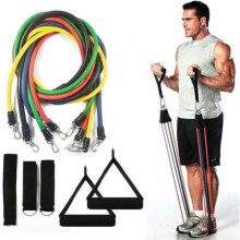 11 Pcs/Set Resistance Tubes Gym Fitness Workout Exercise Handles Yoga Bands