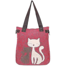 (Red) Women's Shoulder Bag Canvas Tote Bag Handbag Cute Cats Bag (red)