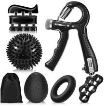 Hand Grip Strengthener, 6-Piece Hand Muscle Trainer with Counting, 5-60KG Adjustable Resistance Hand Gripper, Finger Exerciser