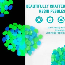 Luminous Pebbles 300 Pieces Shiny Pebbles Decorative Shiny Rocks for Aquarium and Backyard Fish Tank