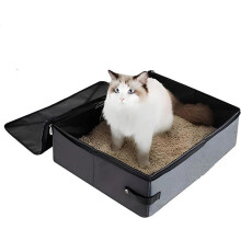 Foldable Cat Litter Box, Portable Travel Litter Tray, Waterproof Litter Box for Outdoor Travel with Pets - Grey