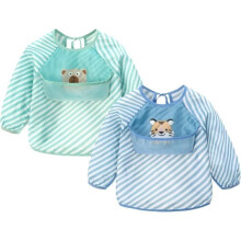 Baby Bibs with Long Sleeves, 2-Pack Waterproof Apron Feeding Bibs for Children 6 Months to 3 Years Old, Medium
