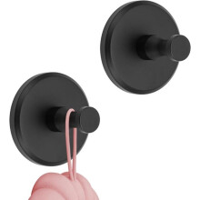 Set of 2 Suction Cup Hooks for Bathroom - Extra Strong - Suction Cups - Hooks for Towels and Bathrobes - Black