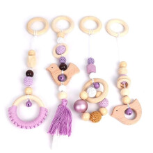 Baby gymnastics toy, hanging activity toy, wooden animals, teething ring, rattles, baby toy