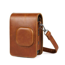 (Artistic Brown) Fujifilm Mini Liplay Hybrid Instant Camera Leather Travel Bag with Removable