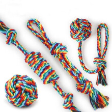 4-Piece Rainbow Cotton Rope Pet Toys, Anti-Bite Dog Toys with Colorful Knots