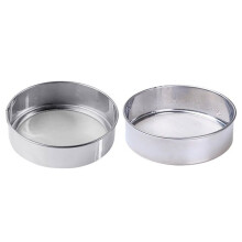 Set of 2 fine stainless steel flour sifters, round mesh sieves, powder strainer, baking tools, kitchen gadget