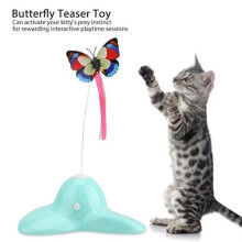 VGEBY Cat Teaser Toy, Light-Up Rotating Butterfly Cat Teaser Toy, Interactive Playtime Toy for Pet Shops