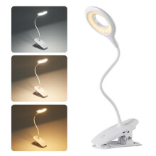 40 LED Reading Lamp, Rechargeable Clip-on Desk Lamp with 3 Color Temperatures