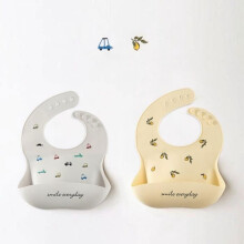 2PCS Waterproof Silicone Baby Bibs, Easy to Clean, Adjustable, Foldable, Soft, for Boys and Girls