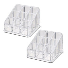 Set of 2 cosmetic storage boxes with 9 compartments - Length 9 x Depth 9 x Height 6.5 cm - JUANIO