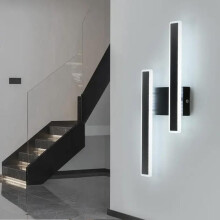 DELIPOP Modern Indoor LED Wall Light 32W Black - 3 Adjustable Color Temperatures for Bedroom Living Room Hallway Stairs