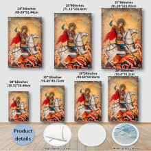 (50.8x76.2 Cm) 2D Flat, 1pc St. George Slaying Dragon Frameless Vertical - Suitable for / Religious Decor, Classic Iconography, Canvas