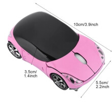 Pink Wireless Mouse 2.4 GHz Ferrari Car Shaped Optical USB - Wireless Connections - Easy to Use - Smooth Transmission HB057