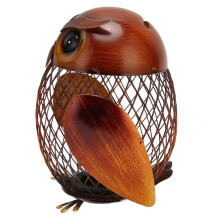 SALUTUYA Piggy Owl Bank, Metal Coin Box Board, Handwork Crafting Ornament for Coin Change Desk