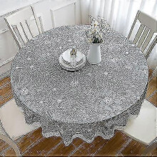 180cm Round Pvc Oilcloth Tablecloth, with Floral And Lace Pattern, Waterproof Stain Resistant Round Tablecloth Table Cover for Dining Room, Garden, Ca