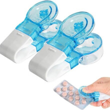 Portable Pill Dispenser, 2 Pieces, Contactless Blister Opener, Easy to Remove Pills, Portable Travel Tablet Dispenser