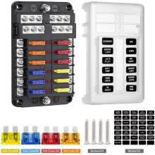 ChangM 12-Way Fuse Box, 12V Fuse Holder, ATO 32V 100A with 12 LED Indicators, Waterproof Protective Cover, Fuse Box