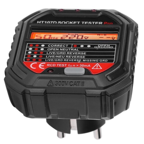 Socket Tester - AYNEFY - HT107D - LCD Display - 7 LED Lighting Modes - Maximum Voltage 250V
