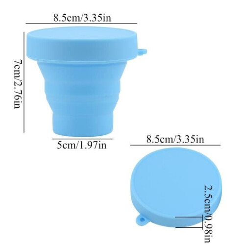 Vvikizy Telescopic Silicone Cup, Foldable Drinking Cup, Travel Camping Table Cup, Blue