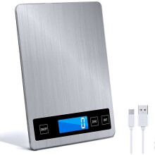 MTEVOTX Electronic Kitchen Scale - 15 kg - LCD screen - Stainless steel and tempered glass