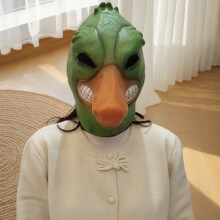 (Green duck headgear) Funny Animal Mask Zodiac Head Mask, Horse Head Green Fishman Cute Gorilla Cosplay Kids Halloween Performance Prop