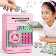 Electronic Money Box - MARSEE - Safe with Combination Lock - Pink - For Children 3-12 Years Old - ABS Plastic