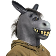 (donkey headgear) Funny Animal Mask Zodiac Head Mask, Horse Head Green Fishman Cute Gorilla Cosplay Kids Halloween Performance Prop
