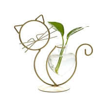 Hydroponic vase - VVIKIZY - Cat - Metal and glass - Black and gold - Various sizes