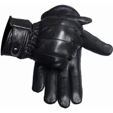 Men's black leather gloves with fleece lining