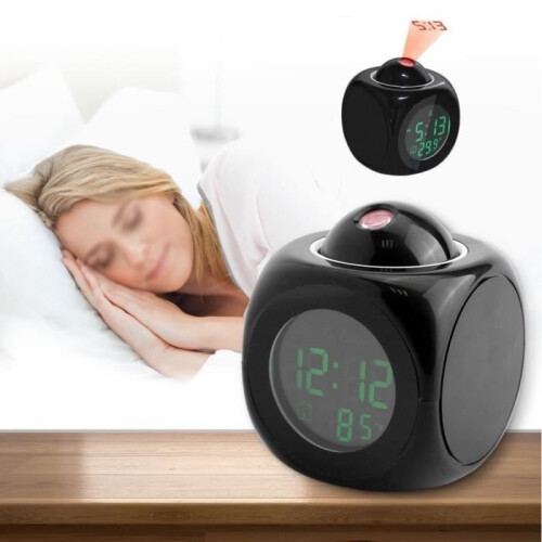 Alarm clock - LED projection - Temperature display - Alarm with snooze function - Contemporary design