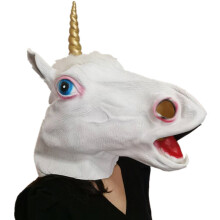 (unicorn) Funny Animal Mask Zodiac Head Mask, Horse Head Green Fishman Cute Gorilla Cosplay Kids Halloween Performance Prop