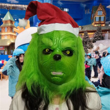 (Christmas Grinch) Funny Animal Mask Zodiac Head Mask, Horse Head Green Fishman Cute Gorilla Cosplay Kids Halloween Performance Prop
