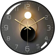 Silent Wall Clock, 30cm Diameter Wall Clock, Round Digital Quartz Wall Clock, Suitable for Living Room (Black)