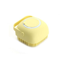 Soft silicone pet bath brush, massager, shower gel, cleaning tools, comb, dog, cat - yellow