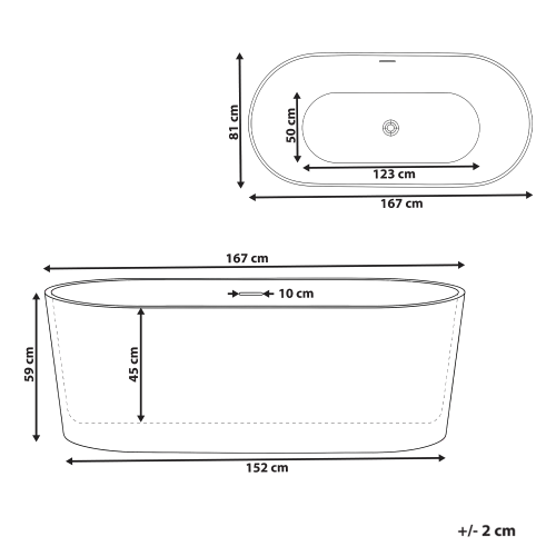 Beliani Freestanding Bathtub RESTINGA 1670 x 810 mm White 2