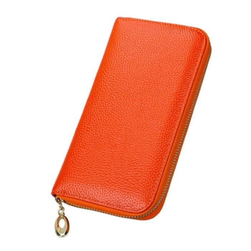 Women's Wallet - Orange NS - Large Capacity - 1st Layer Cowhide Leather