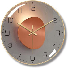 Modern Silent Wall Clock, 30cm Digital Wall Clock, Round Quartz Digital Wall Clock (Gold)