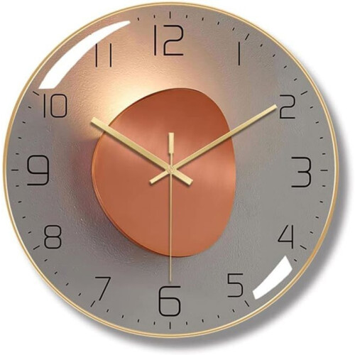 Modern Silent Wall Clock, 30cm Digital Wall Clock, Round Quartz Digital Wall Clock (Gold)