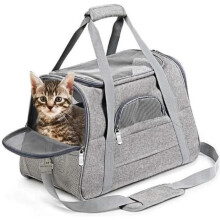 Pet Backpack - Oxford - 43x25x28cm - Grey - For Dogs and Cats - Outdoor Use