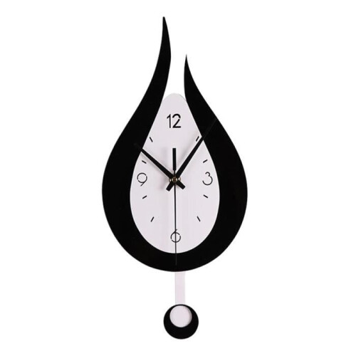 HOMYL Pendulum Wall Clock - Black - 30 cm - Silent - Decorative for Kitchen