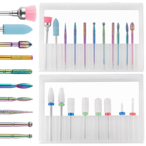 SPECOOL 18-Piece Ceramic Nail Drill Bit Set for Professional Manicures